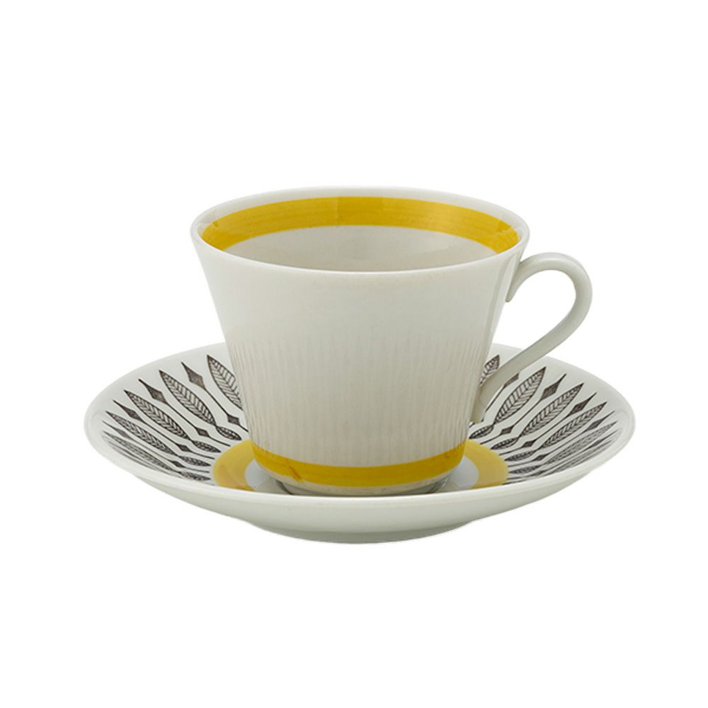 【1点限り】北欧ヴィンテージ ロールストランド（RORSTRAND）ブライトイエローリーフ コーヒーカップ＆ソーサー