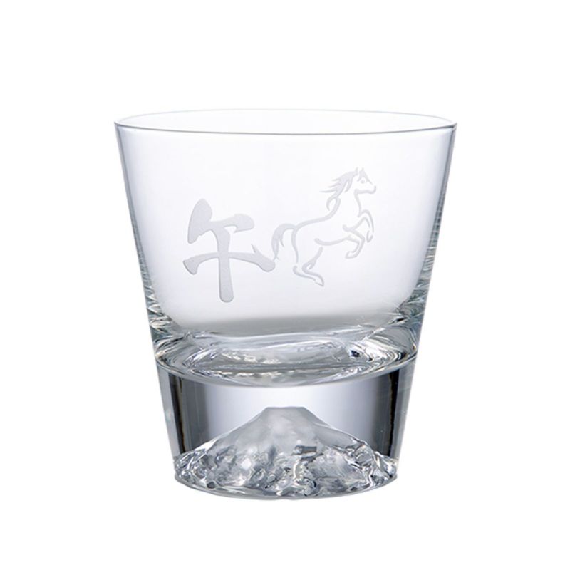 【伝統工芸】田島硝子 富士山グラス ロックグラス 270ml 干支 2026年 午（うま）風呂敷付