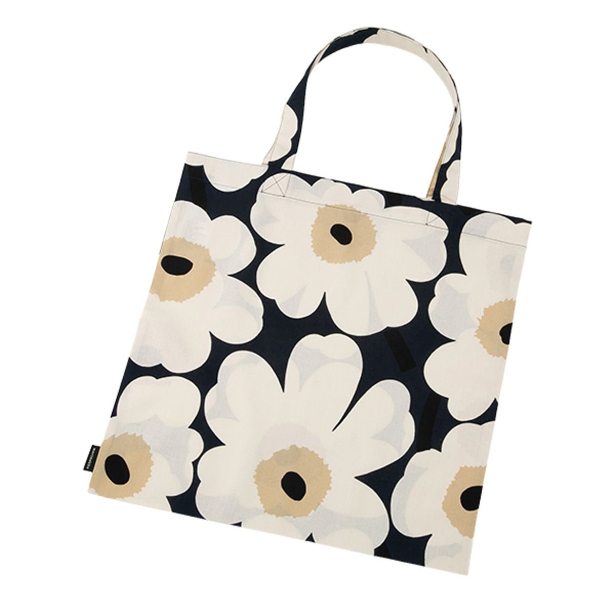 マリメッコ（marimekko） Pieni Unikko ピエニ ウニッコ ファブリックバッグ／エコバッグ／トートバッグ 43×43cm ミッドナイトブルー×クリーム 074528-518／25AW