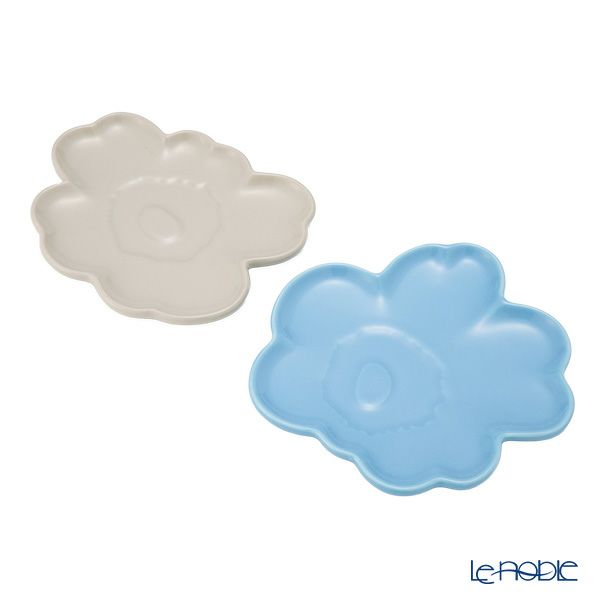 マリメッコ（marimekko）Unikko ウニッコ／けしの花 プレートセット ライトブルー×ベージュ 13.5cm 074591-580／25AW