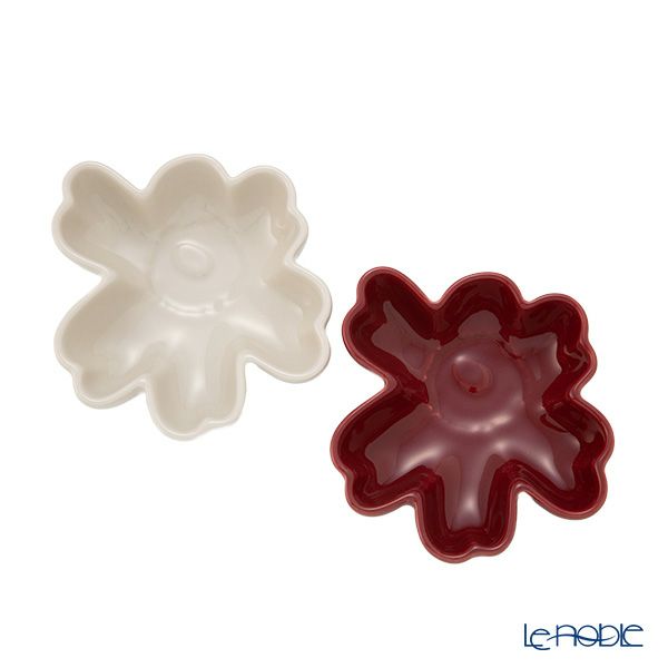 マリメッコ（marimekko）Unikko ウニッコ／けしの花 ボウル セット 11cm ホワイト＆バーガンディー 074590-380／25AW