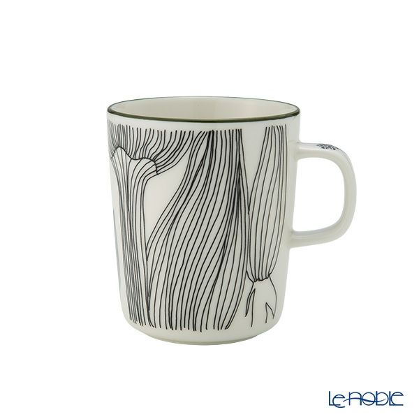 マリメッコ（marimekko） Kukat Puhkeavat クカット プーケアヴァット／花咲く マグカップ 250ml フォレストグリ―ン×ブラック 074495-196／25AW