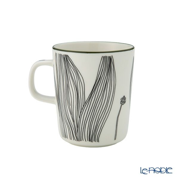 マリメッコ（marimekko） Kukat Puhkeavat クカット プーケアヴァット／花咲く マグカップ 250ml フォレストグリ―ン×ブラック 074495-196／25AW