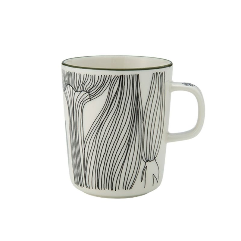 マリメッコ（marimekko） Kukat Puhkeavat クカット プーケアヴァット／花咲く マグカップ 250ml フォレストグリ―ン×ブラック 074495-196／25AW