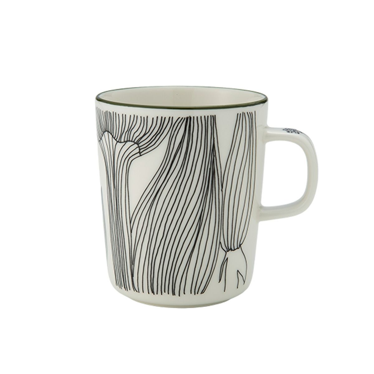 マリメッコ（marimekko） Kukat Puhkeavat クカット プーケアヴァット／花咲く マグカップ 250ml フォレストグリ―ン×ブラック 074495-196／25AW