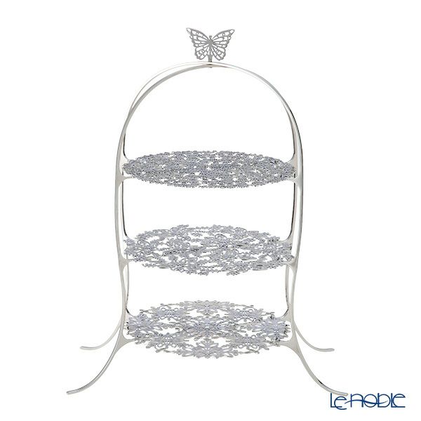 ディ・エクリュデザイン クロススタンド 3段 M パピオン 直径27×高さ46cm ステンレス製 ローザ／パピヨン／花 【折りたたみ式】