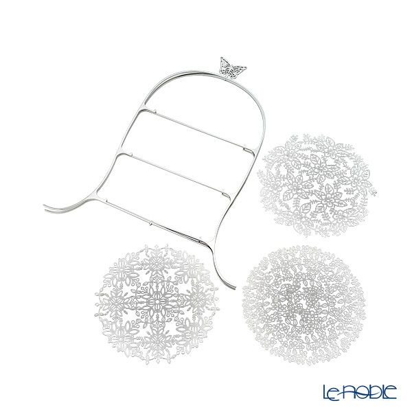 ディ・エクリュデザイン クロススタンド 3段 M パピオン 直径27×高さ46cm ステンレス製 ローザ／パピヨン／花 【折りたたみ式】