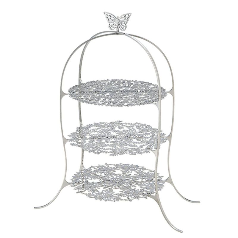 ディ・エクリュデザイン クロススタンド 3段 M パピオン 直径27×高さ46cm ステンレス製 ローザ／パピヨン／花 【折りたたみ式】