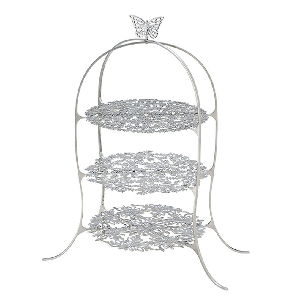 ディ・エクリュデザイン クロススタンド 3段 M パピオン 直径27×高さ46cm ステンレス製 ローザ／パピヨン／花 【折りたたみ式】