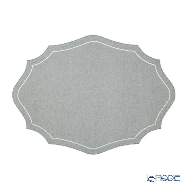 トルコ雑貨 アルテペレ カーリー プレースマット／ランチョンマット デニム調 ライトグレー／ホワイト 35×48cm PVC加工合皮製 撥水加工