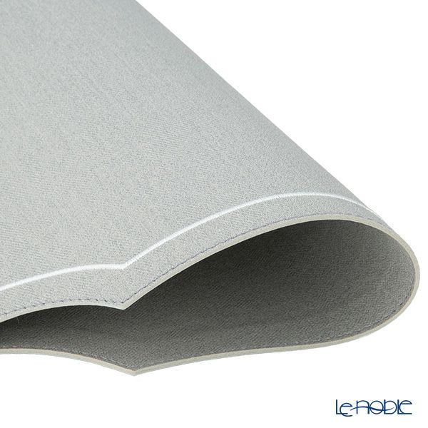 トルコ雑貨 アルテペレ カーリー プレースマット／ランチョンマット デニム調 ライトグレー／ホワイト 35×48cm PVC加工合皮製 撥水加工