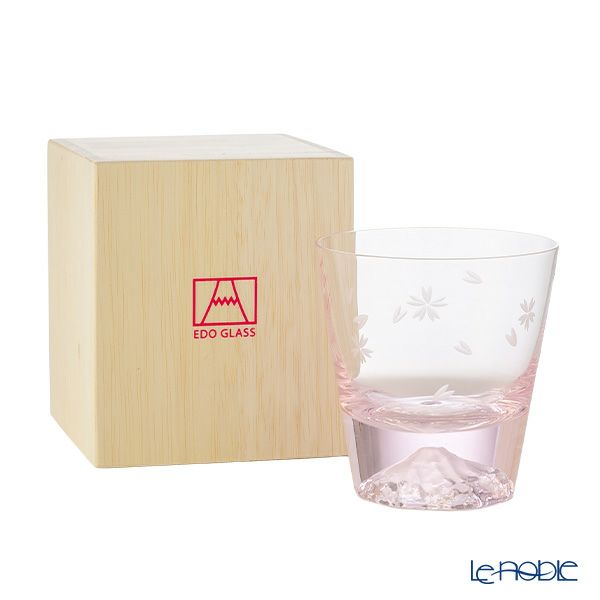【伝統工芸】田島硝子 富士山グラス 桜切子 桜色 ロックグラス 270ml TG21-015-RPS【木箱入】