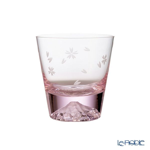【伝統工芸】田島硝子 富士山グラス 桜切子 紅白ペア ロックグラス 270ml TG21-015-2RPS 紅白ペア【木箱入】