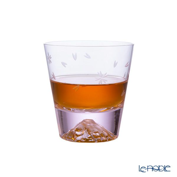 【伝統工芸】田島硝子 富士山グラス 桜切子 紅白ペア ロックグラス 270ml TG21-015-2RPS 紅白ペア【木箱入】