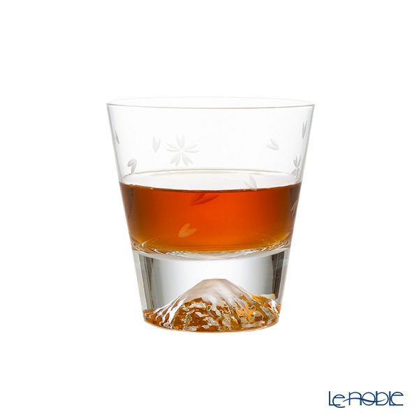 【伝統工芸】田島硝子 富士山グラス 桜切子 紅白ペア ロックグラス 270ml TG21-015-2RPS 紅白ペア【木箱入】