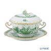 ヘレンド インドの華グリーン FV スープカップ＆ソーサー 蓋付 00744-0-09