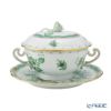 ヘレンド インドの華グリーン FV スープカップ＆ソーサー 蓋付 00744-0-09