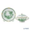 ヘレンド インドの華グリーン FV スープカップ＆ソーサー 蓋付 00744-0-09