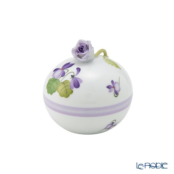 ヘレンド (HEREND) バイオレット（ライラック） VIOLETL ラウンドボックス ローズ 06033-0-09