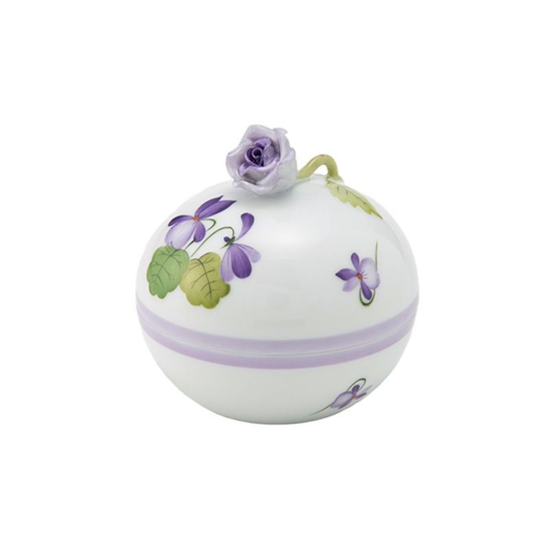 ヘレンド (HEREND) バイオレット（ライラック） VIOLETL ラウンドボックス ローズ 06033-0-09