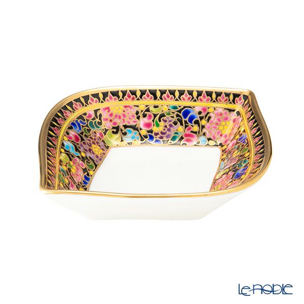 ブランベンジャロン工房 ミニボウル フラワーズ多彩ブラック