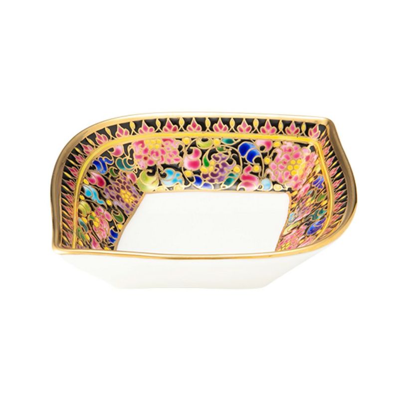 ブランベンジャロン工房 ミニボウル フラワーズ多彩ブラック