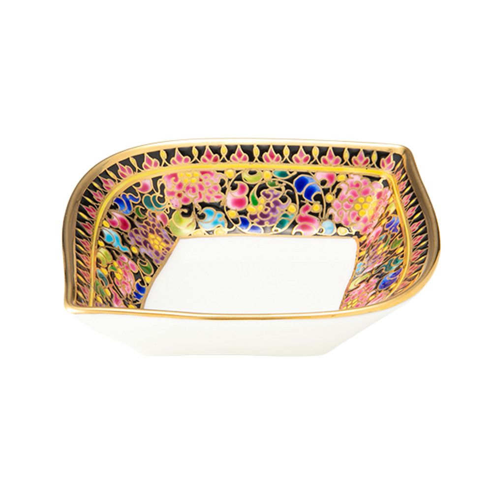 ブランベンジャロン工房 ミニボウル フラワーズ多彩ブラック