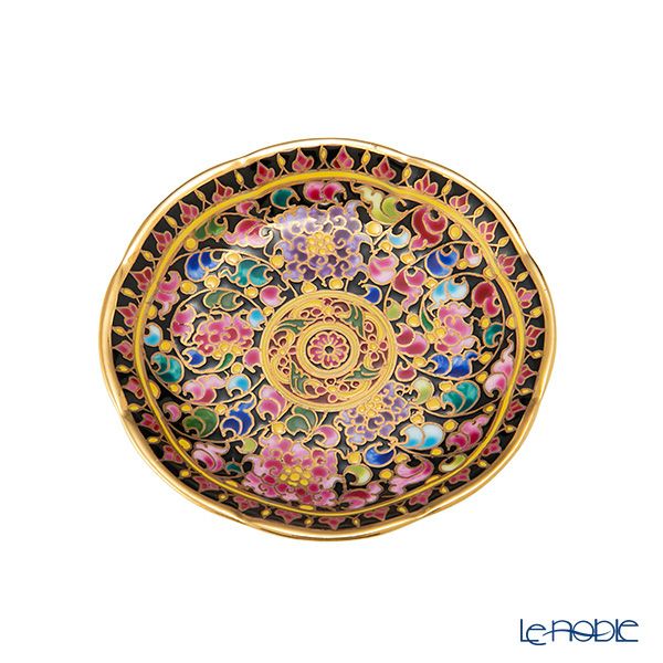 ブランベンジャロン工房 ミニプレート フラワーズ多彩ブラック