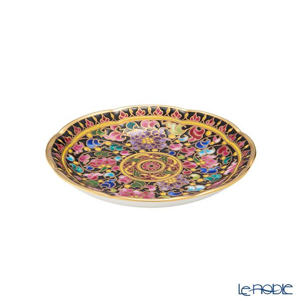 ブランベンジャロン工房 ミニプレート フラワーズ多彩ブラック