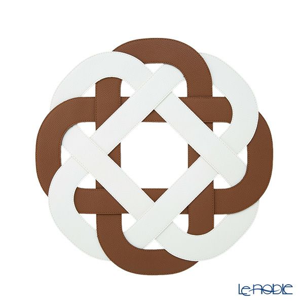 トルコ雑貨 アルテペレ プレースマット／ランチョンマット グレースノット ブラウン／ホワイト 38cm