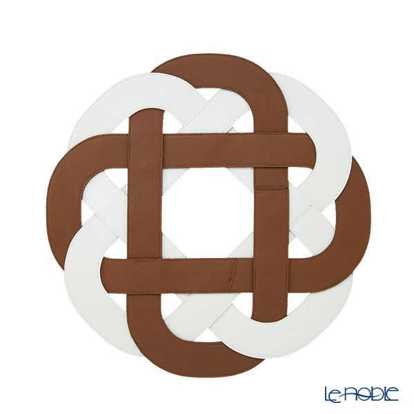 トルコ雑貨 アルテペレ プレースマット／ランチョンマット グレースノット ブラウン／ホワイト 38cm