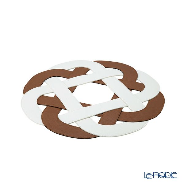 トルコ雑貨 アルテペレ プレースマット／ランチョンマット グレースノット ブラウン／ホワイト 38cm