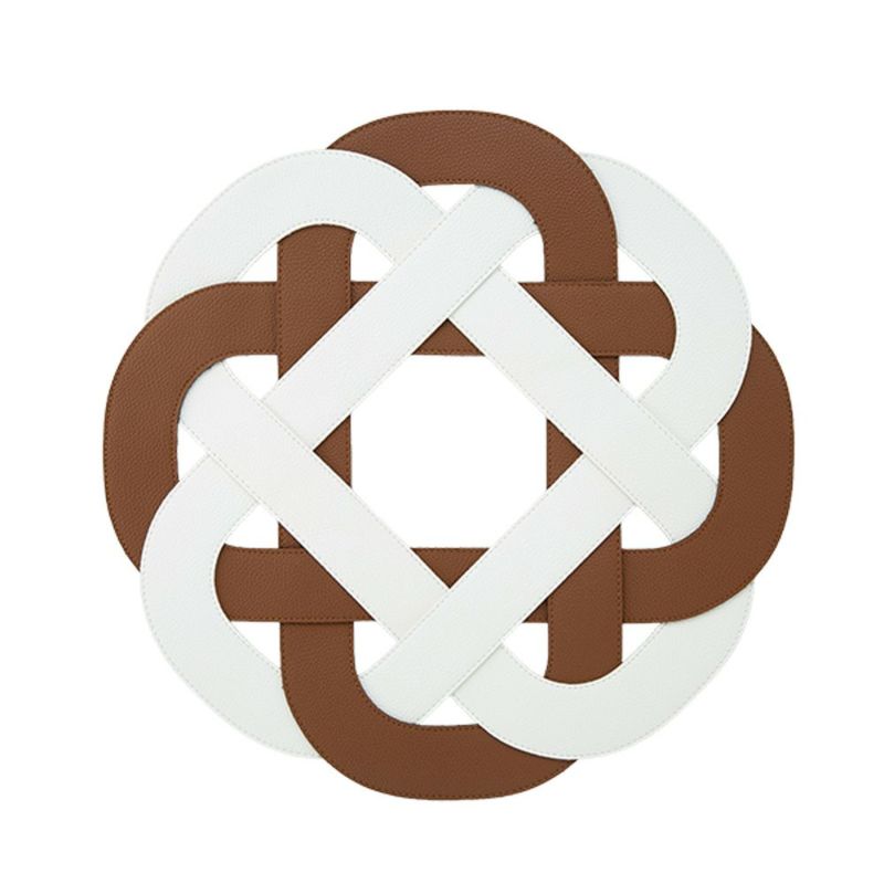 トルコ雑貨 アルテペレ プレースマット／ランチョンマット グレースノット ブラウン／ホワイト 38cm