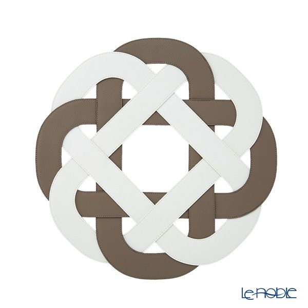 トルコ雑貨 アルテペレ プレースマット／ランチョンマット グレースノット トープグレイ／ホワイト 38cm