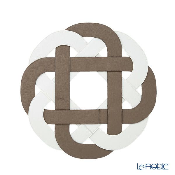 トルコ雑貨 アルテペレ プレースマット／ランチョンマット グレースノット トープグレイ／ホワイト 38cm