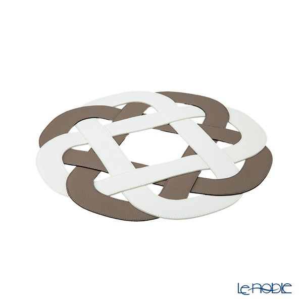 トルコ雑貨 アルテペレ プレースマット／ランチョンマット グレースノット トープグレイ／ホワイト 38cm