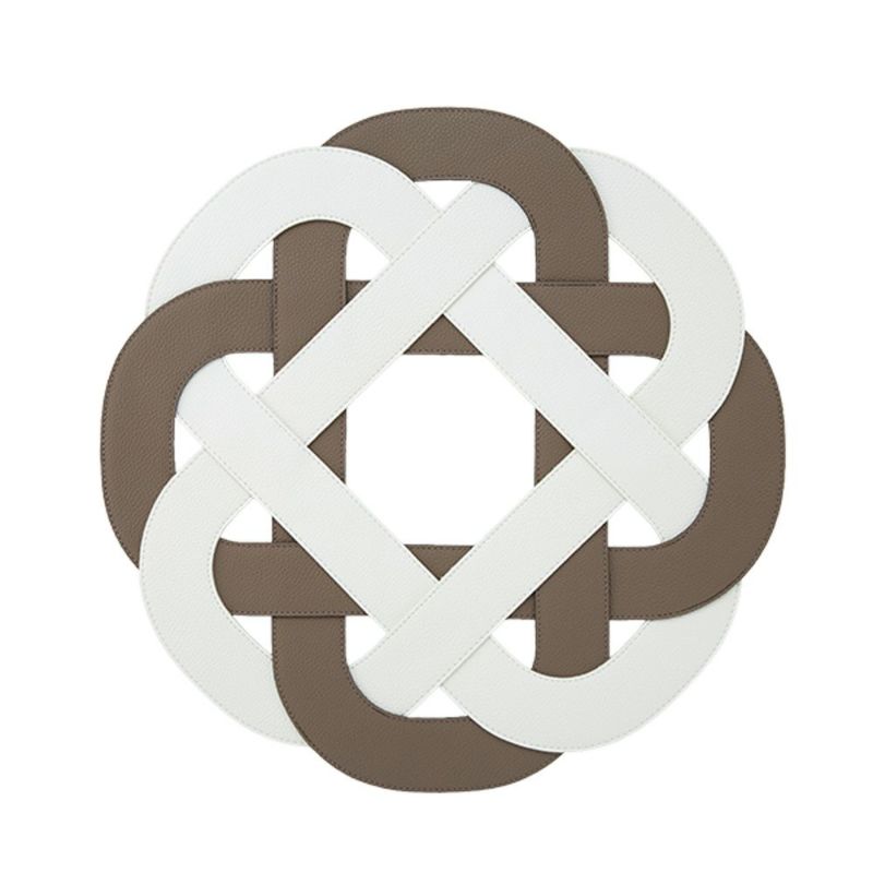 トルコ雑貨 アルテペレ プレースマット／ランチョンマット グレースノット トープグレイ／ホワイト 38cm