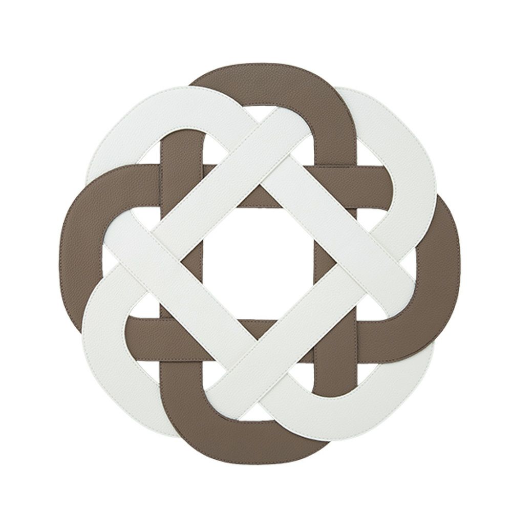 トルコ雑貨 アルテペレ プレースマット／ランチョンマット グレースノット トープグレイ／ホワイト 38cm