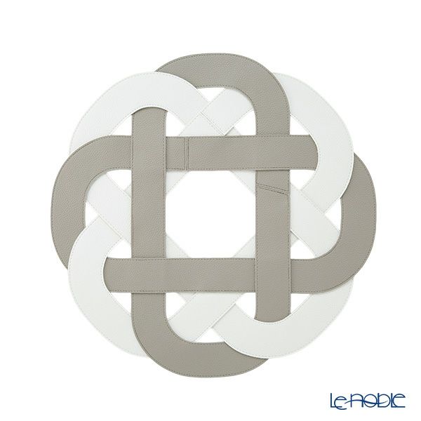 トルコ雑貨 アルテペレ プレースマット／ランチョンマット グレースノット ライトグレイ／ホワイト 38cm