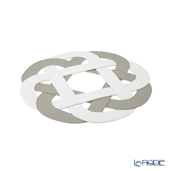 トルコ雑貨 アルテペレ プレースマット／ランチョンマット グレースノット ライトグレイ／ホワイト 38cm