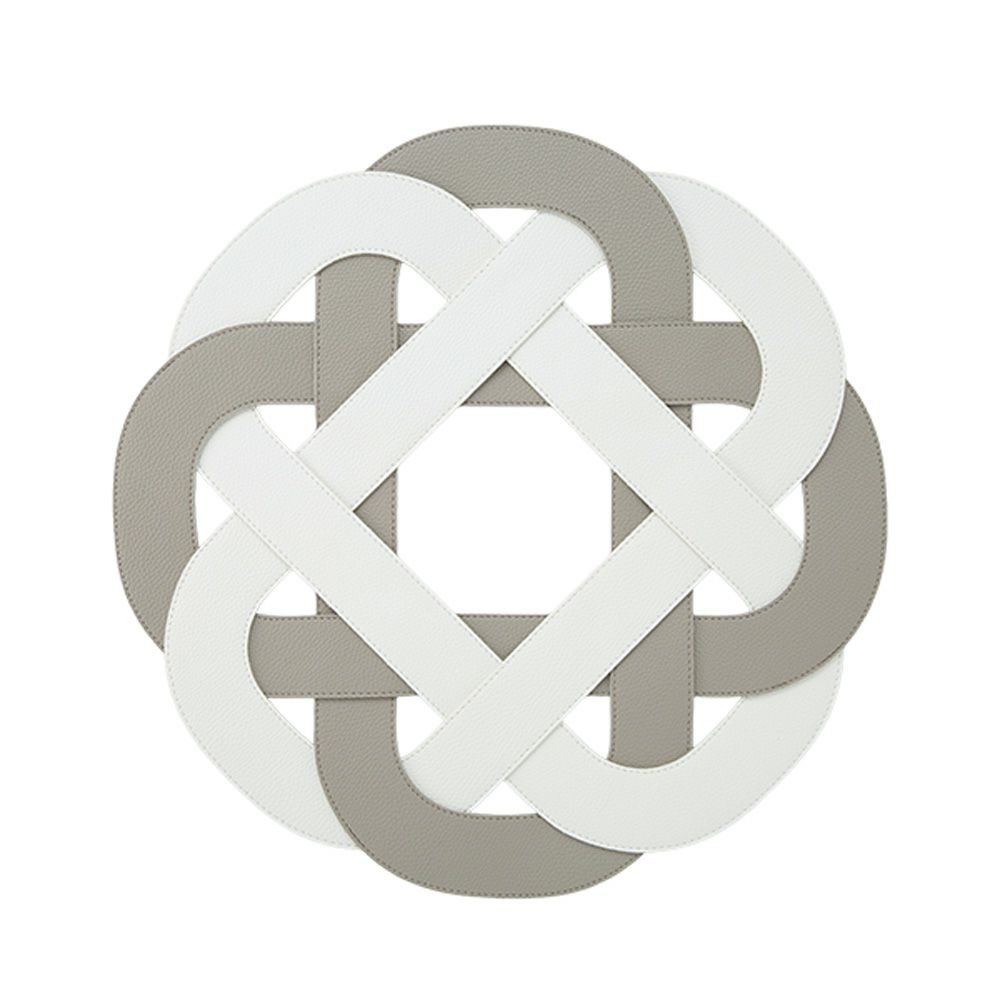 トルコ雑貨 アルテペレ プレースマット／ランチョンマット グレースノット ライトグレイ／ホワイト 38cm