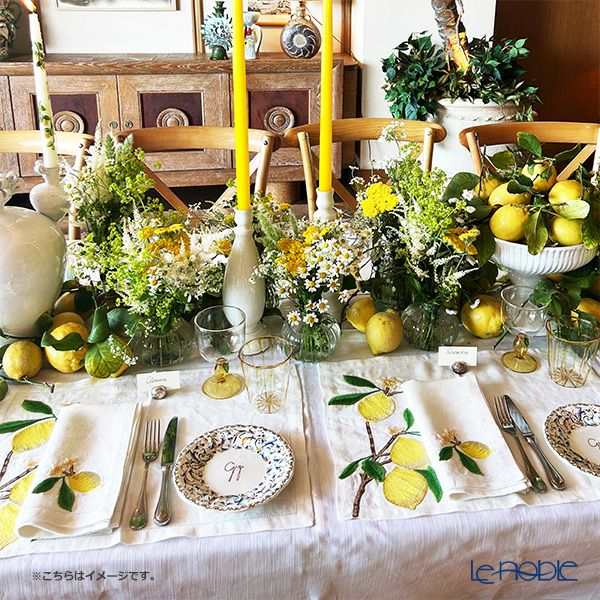 ワオ・ラ・ターブル ジジ ランチョンマット 34×47cm リネン製 ベネチアンレース 手刺繍