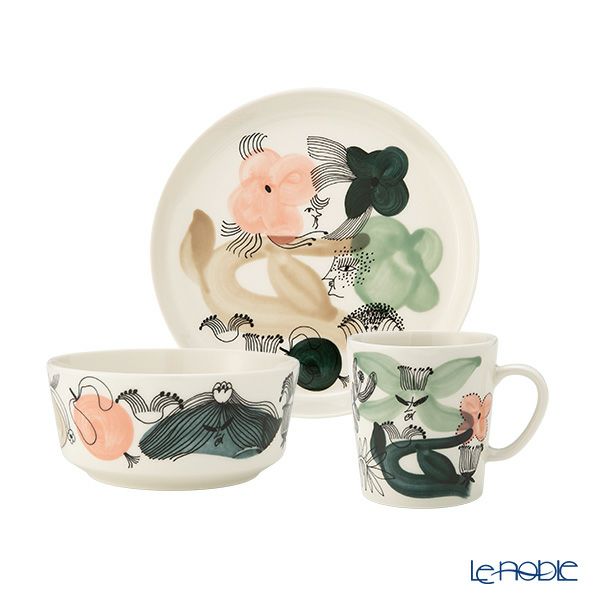 アラビア（ARABIA）Kukka maa クッカマー／花園 3点セット マグカップ ＆ プレート ＆ ボウル