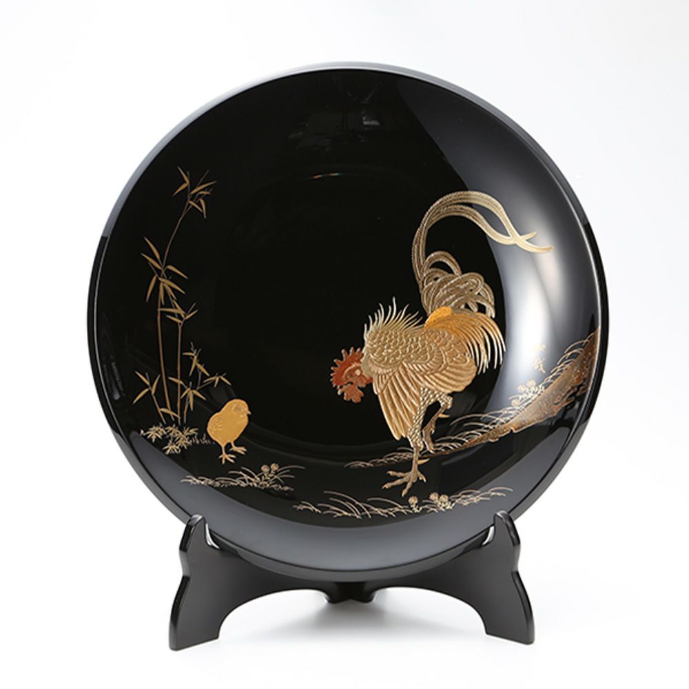 【伝統工芸】輪島塗 尺3飾皿干支酉 代田和哉氏作