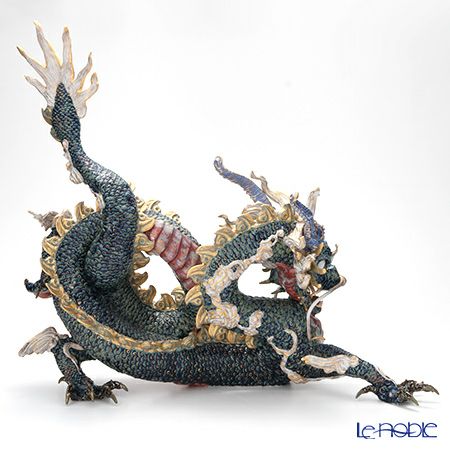 リヤドロ 臥龍（Blue＆Gold） HIGH PORCELAIN 01934 台座付