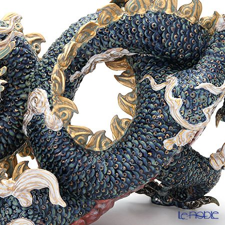 リヤドロ 臥龍（Blue＆Gold） HIGH PORCELAIN 01934 台座付