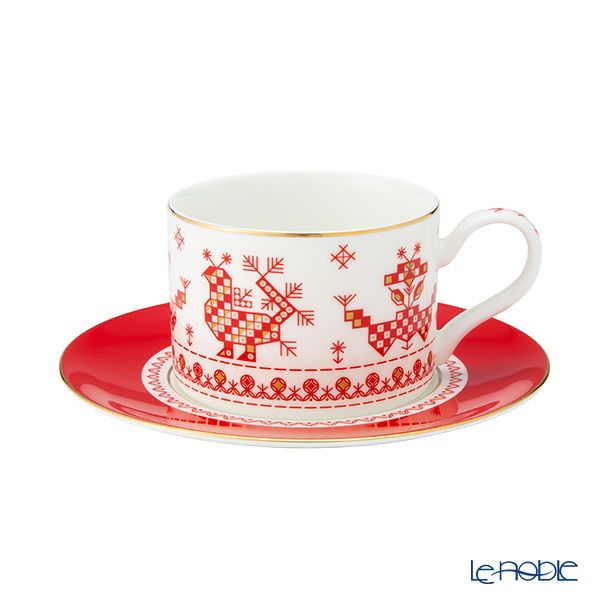 ロシア食器 インペリアル・ポーセリン コッカレルズコームズ ティーカップ＆ソーサー 250ml