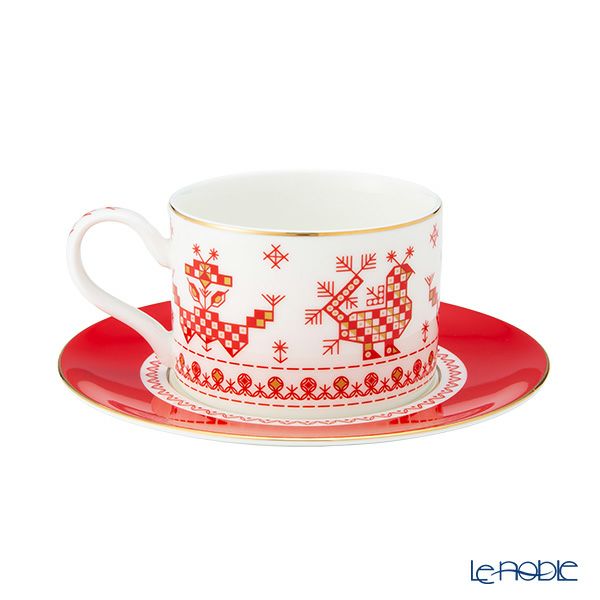 ロシア食器 インペリアル・ポーセリン コッカレルズコームズ ティーカップ＆ソーサー 250ml