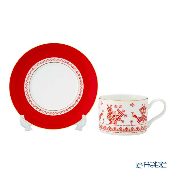 ロシア食器 インペリアル・ポーセリン コッカレルズコームズ ティーカップ＆ソーサー 250ml