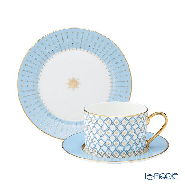 ロシア食器 インペリアル・ポーセリン アズール（スカーレット） トリオセット ※プレートのサイズは20cm※